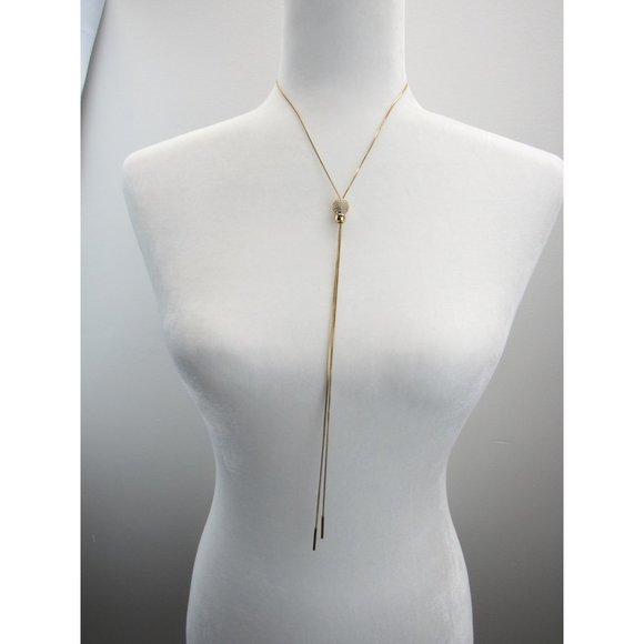 EXPRESS LONG ADJUSTABLE DIAMOND BALL NECKLACE. - Picture 6 of 6